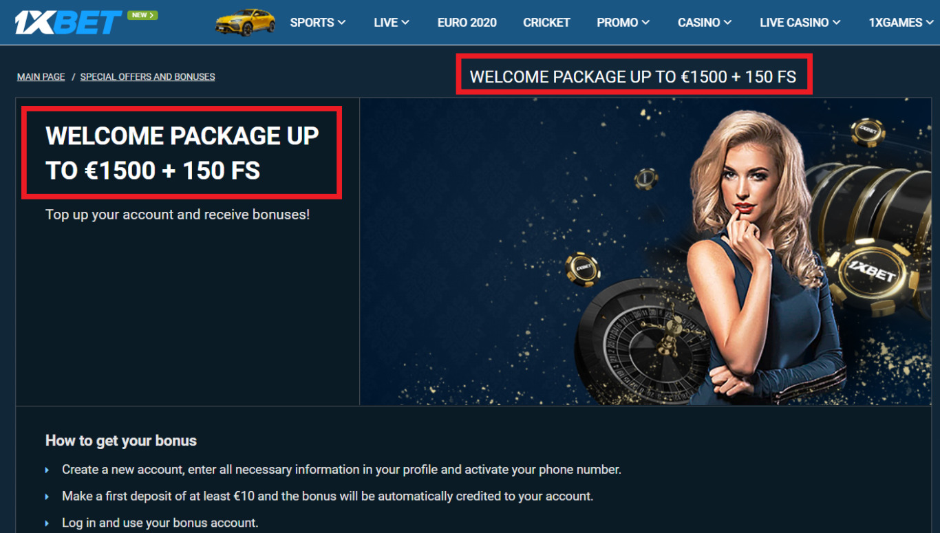 1xBet India login